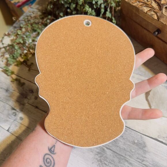 Sugar Skull Ceramic Wall Hanging Plaque-Cork Back - Picture 3 of 4